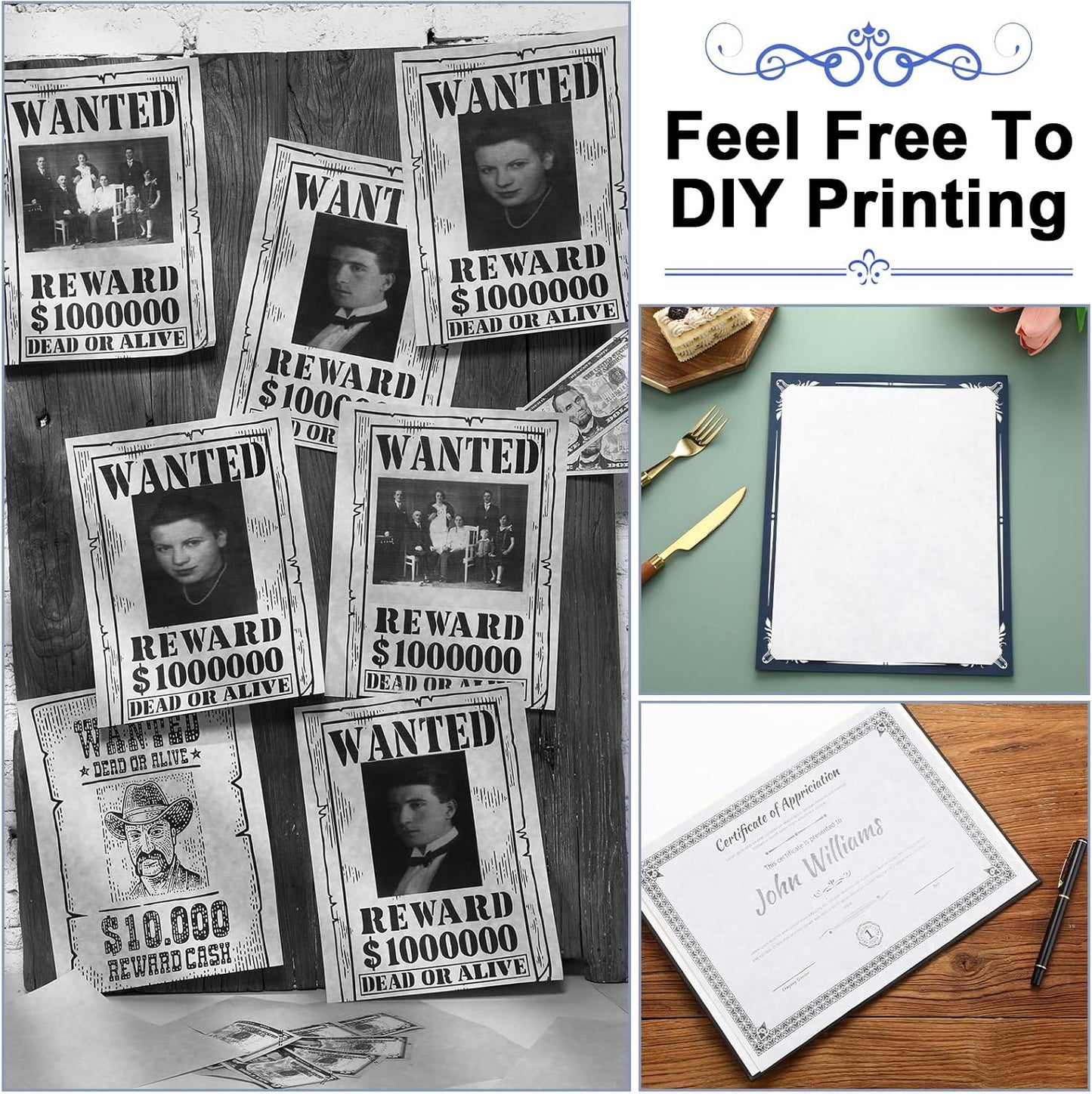 Epakh 150 Pcs Old Age Parchment Paper 8.5 x 11 Inch Standard Letter Vintage Colored Old Parchment Semblance Double Side Printing Paper (Blue)