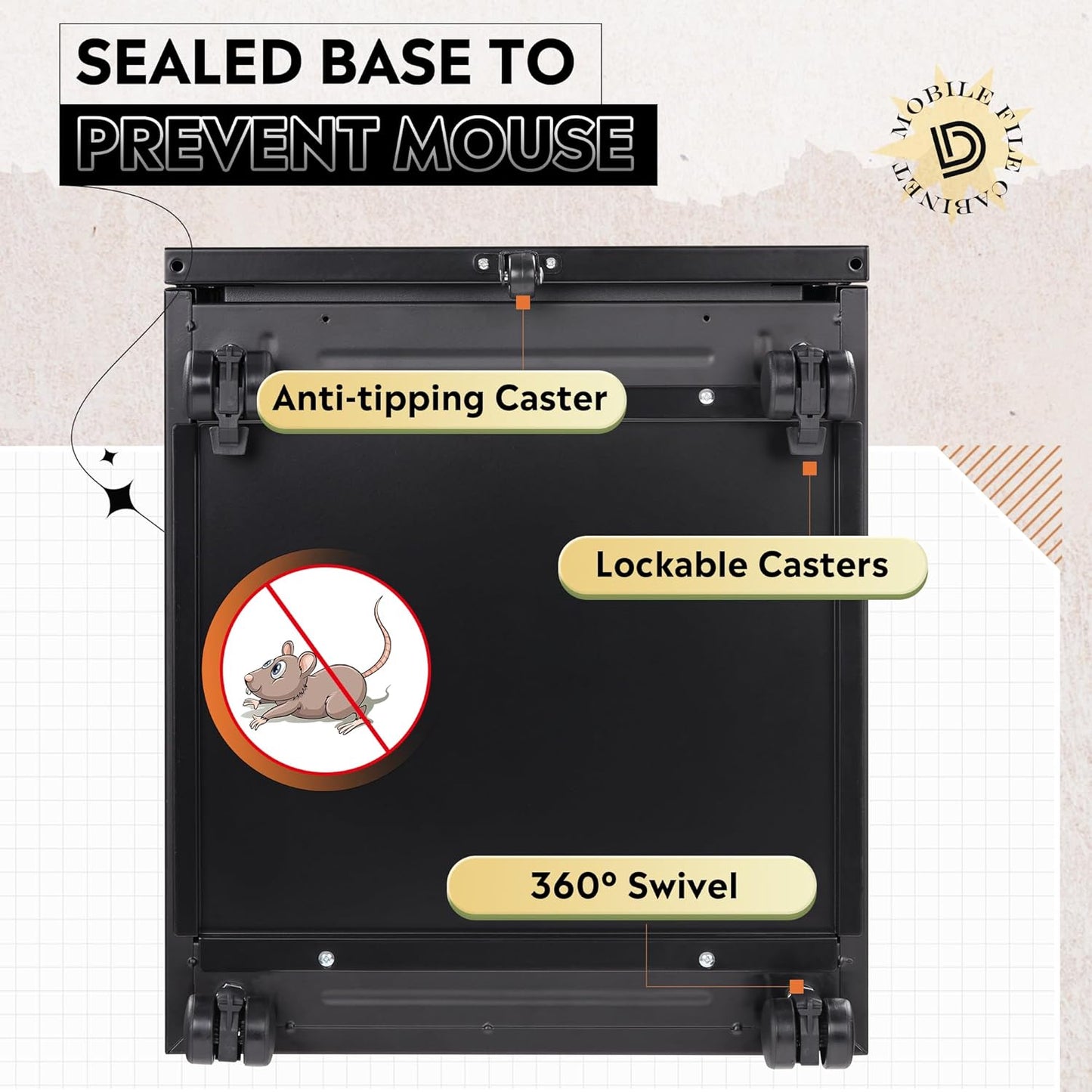 DEVAISE 2 Drawer Metal File Cabinet, Fully Assembled, Under Desk, Black, Lock, Fits Letter/Legal/A4 Size Files