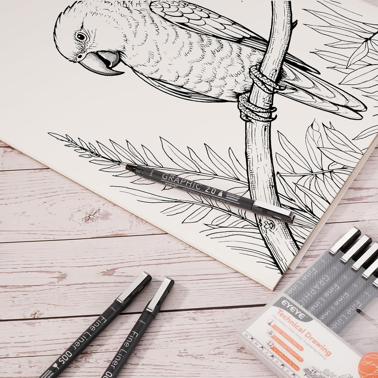 EYEYE Micro Pen Black Drawing Art Pens,0.2/0.25/0.3/0.35/0.45/0.5mm Archival Pens Waterproof Ink Set Artist Supplies Archival Inking Markers Sketch Outline Pen