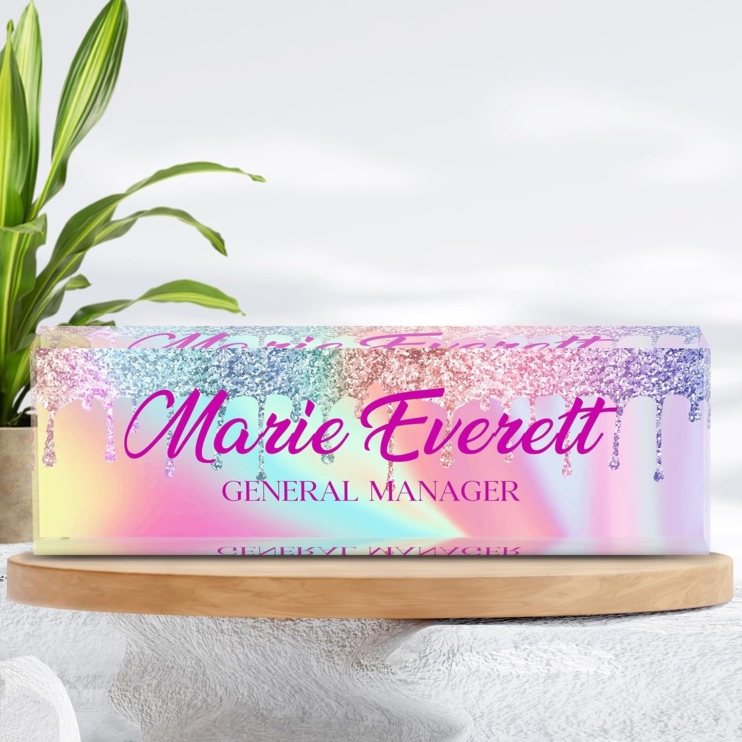 Custom Name Plate for Desk | Personalized Desk Name Plate | Personalized Boss Employee Appreciation Gifts | Acrylic Name Plate Office Desk Accessories (A-Colored Quartz)