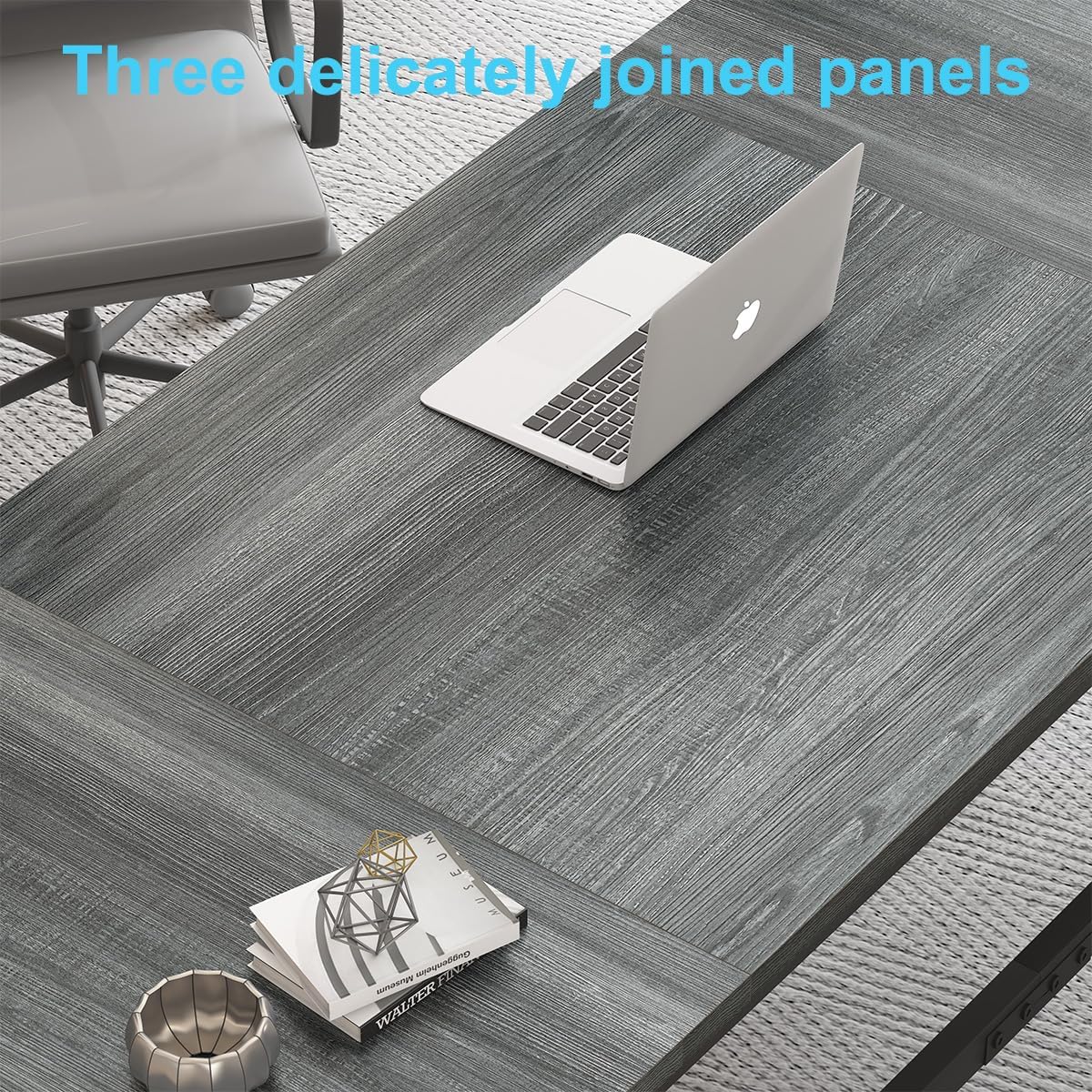 HSH Extra Long Computer Desk, Industrial Metal Wood Home Office Desk, Large PC Laptop Table for 2 Person Executive Writing Work Study Gaming, Bedroom Living Room Dual Monitor Desk, Dark Gray, 70 Inch