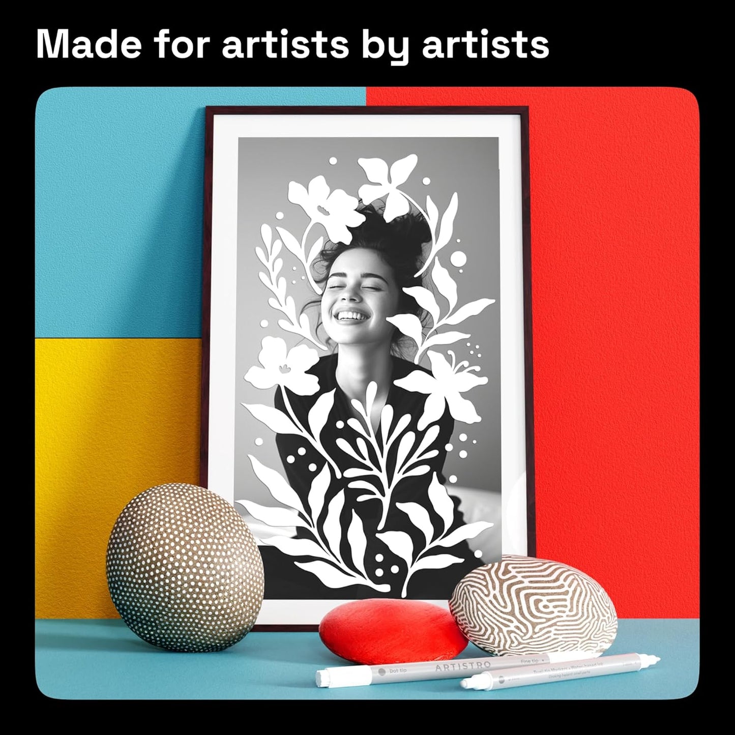 ARTISTRO 2 White Dual-Tip Acrylic Paint Pens - Multisurface Markers for Fabric, Plastic, & More, 5mm Dot + 1mm Fine Tips