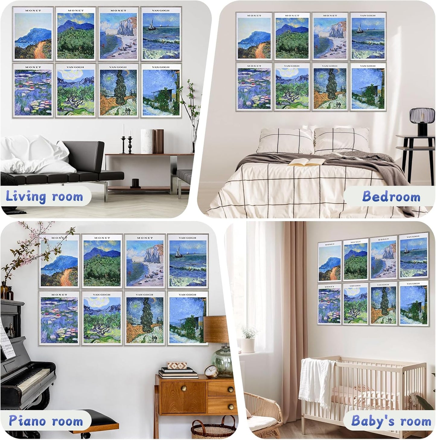 8 Pack Art Acoustic Panels, 48"x32" Soundproof Wall Panels, Decorative Sound Absorbing Panels with Self Adhesive, Sound Dampening Panels, Acoustic Treatment for Home, Office, Studio(Painting)