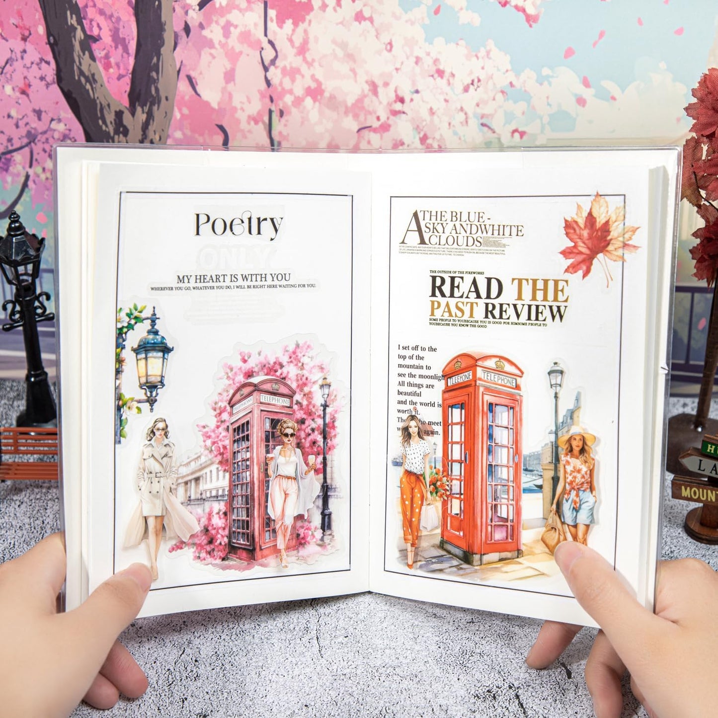 Telephone Booth PET Sticker Set, 80PCS Vintage Street Scene Stickers for Scrapbooking, Journaling, DIY Crafts, Planner Decoration, and Aesthetic Collage