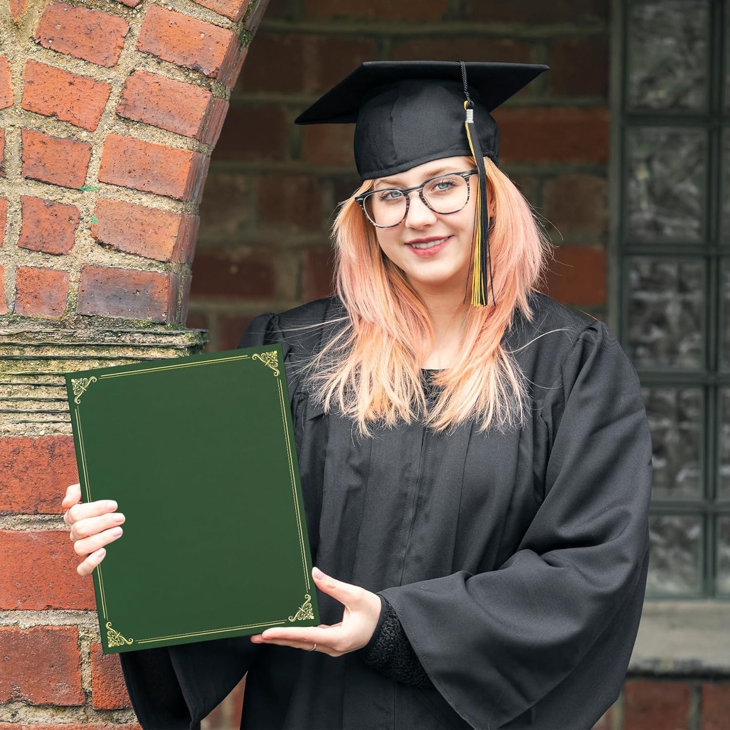 Ndsox 30 Packs Green Certificate Holders, Graduation Diploma Holders, 350GSM, Diploma Covers with Gold Foil Border for Letter Size 8.5" x 11" Award Certificate Paper, Cardstocks and Documents