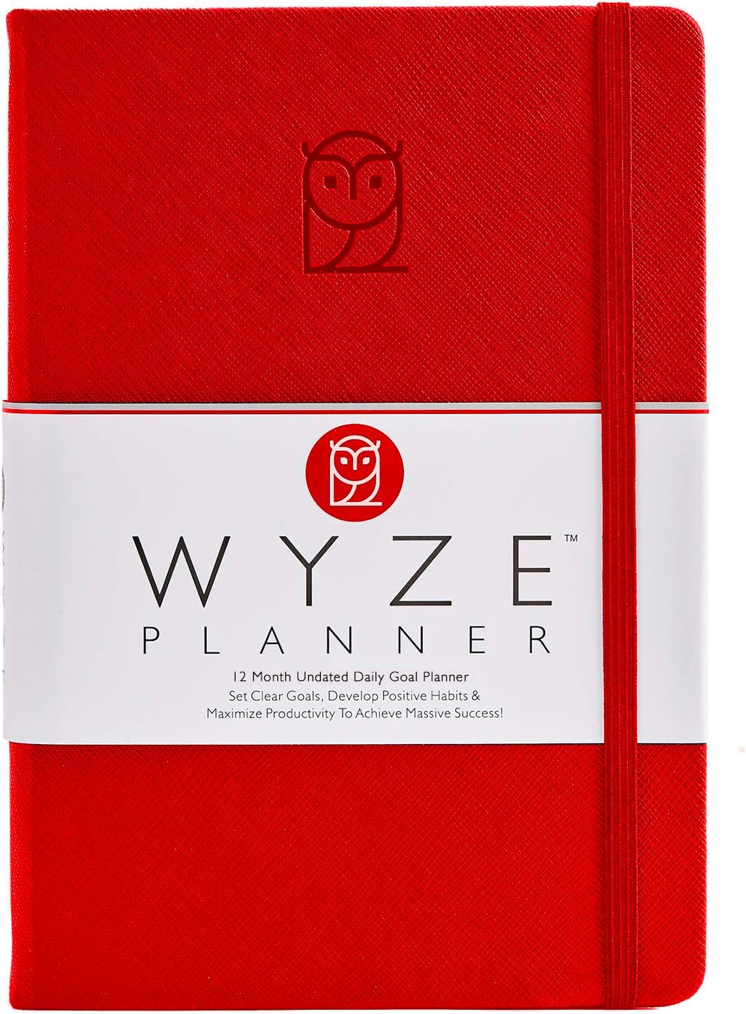 Undated Daily Planner – 1-Year B5 Productivity Organizer with Two-Page Weekly Spread, Goal Setting, Habit Tracker, Weekly & Monthly Pages – Hardcover Time Management Notebook (Red)