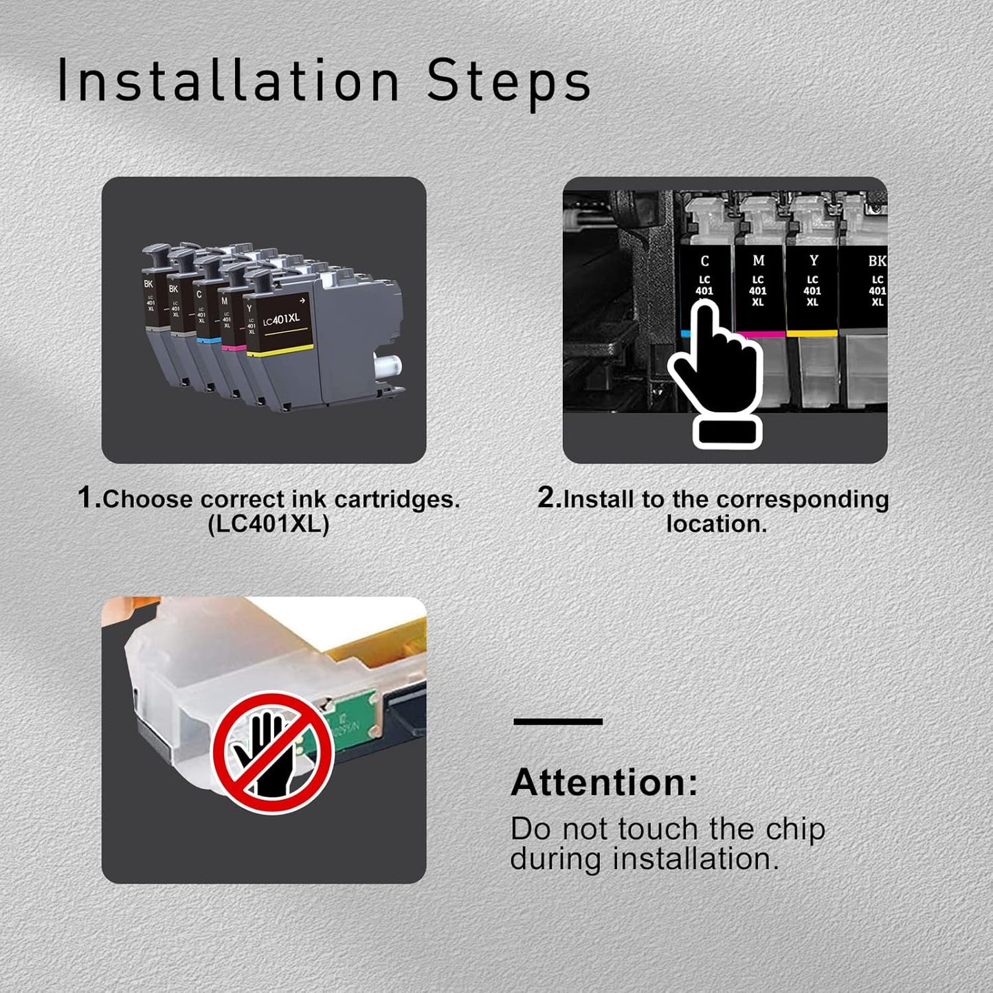 LC401XL Compatible Ink Cartridges Replacement for Brother Ink Cartridges LC401 Black to Use with Brother MFC-J1010DW MFC-J1012DW MFC-J1170DW Printer (2Black)