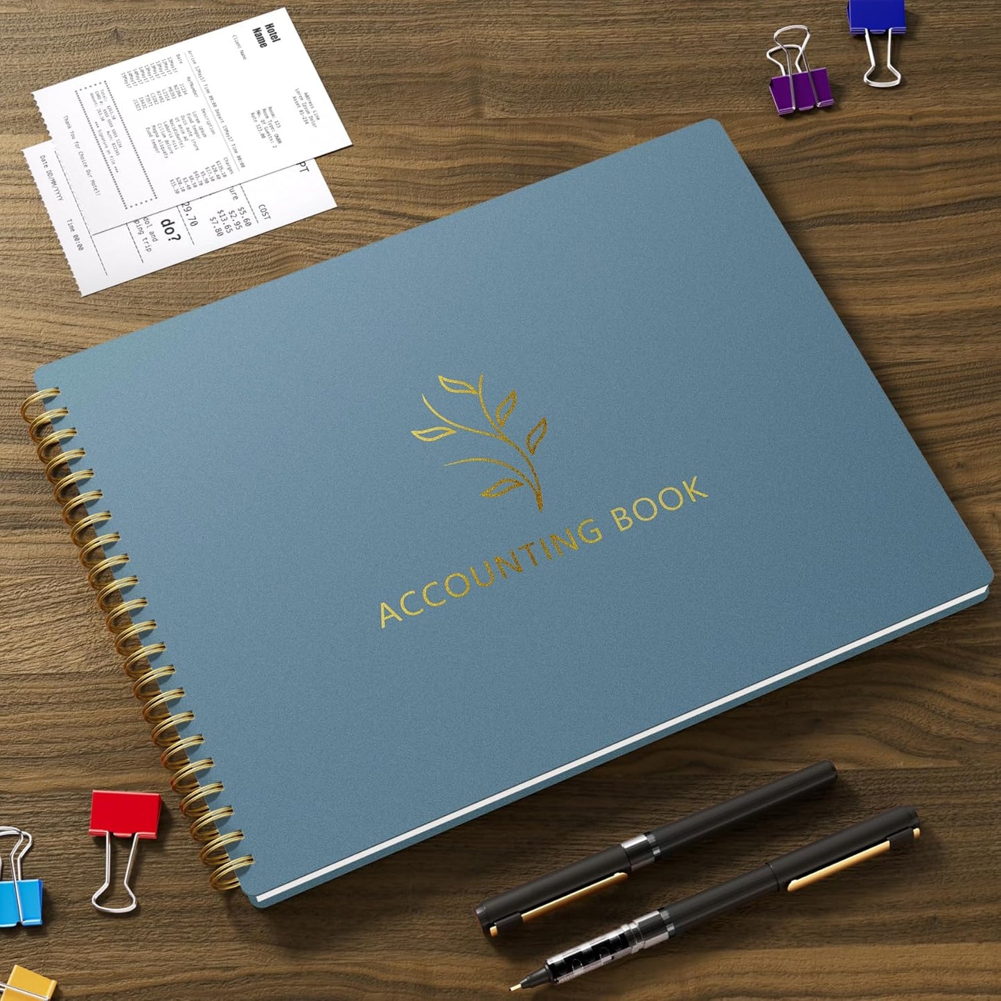 Accounting Ledger Book for Small Business Bookkeeping Personal Use, Horizontal Expense Tracker Notebook for Family Budget, Bookkeeping Record Book Money Expense Income Log Journal, Pastel Blue