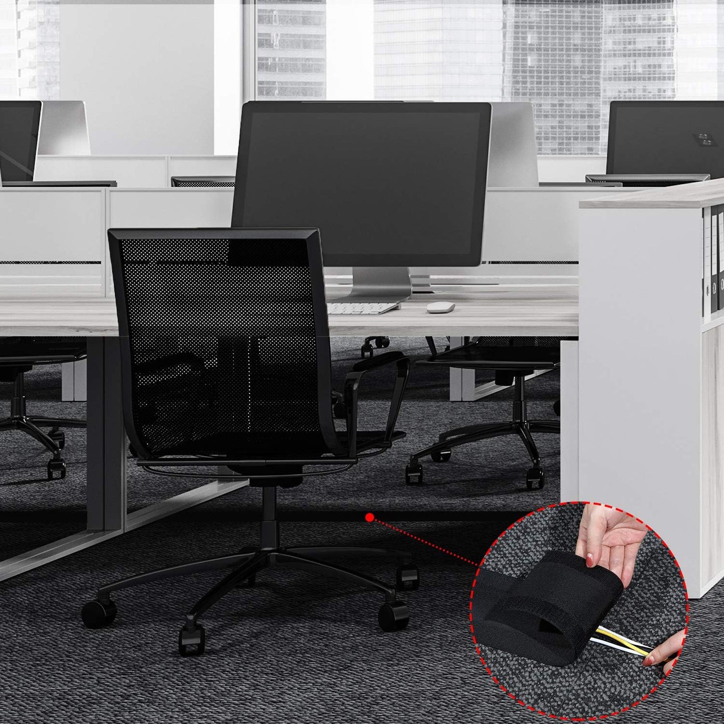 WILLBOND Carpet Cord Cover Cable Grip Floor Cover Cable Protector Management Only for Commercial Office Carpet(Black,19.69 ft)