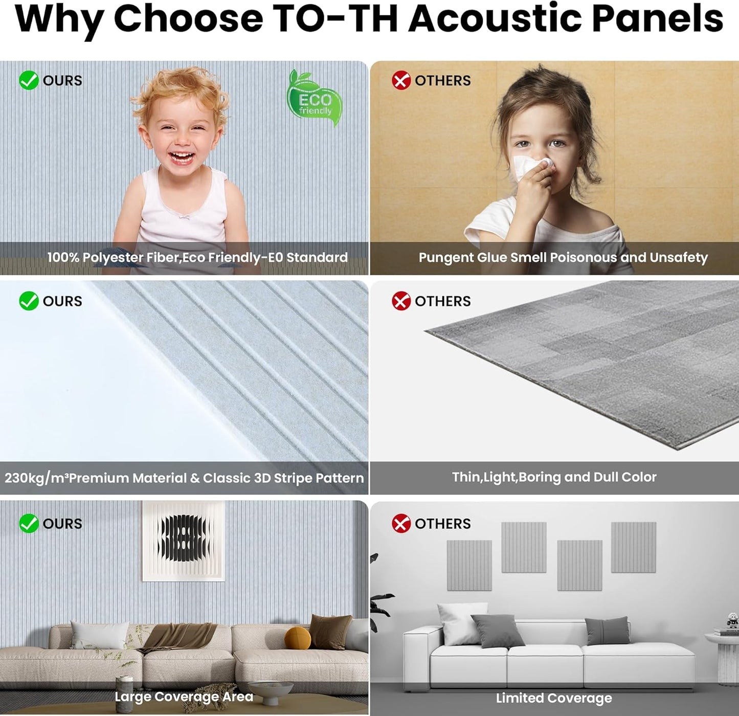 5 Pack Sound Proof Panels for Walls,48 x 24x 0.4 Inch Sound Deadening Panels,Large Acoustic Panels for Media Room, Office and Studio,Light Camel