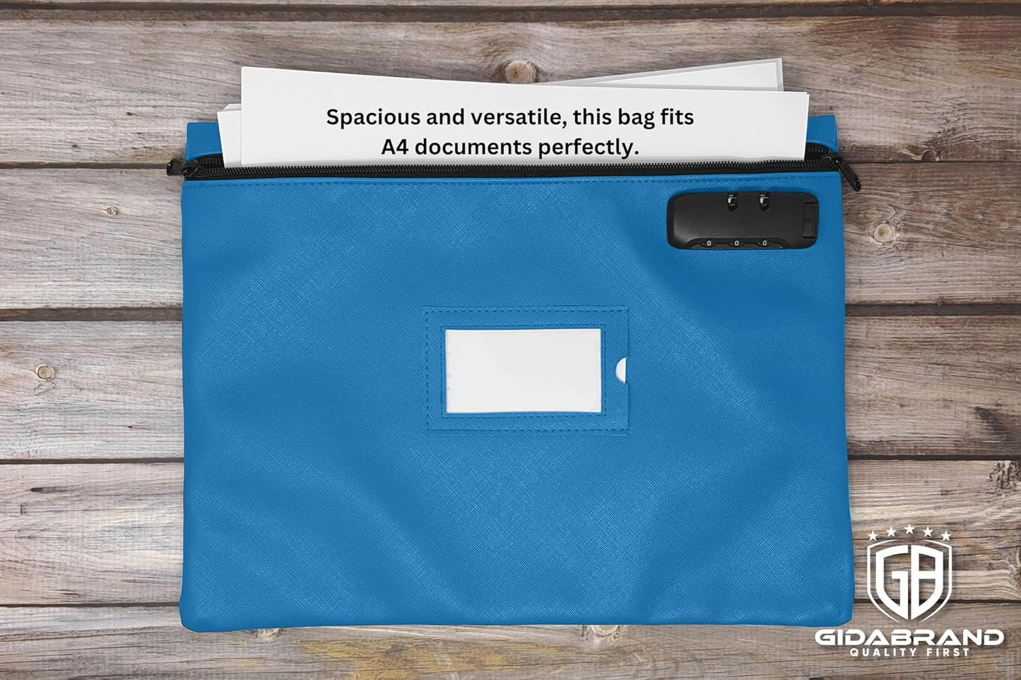 Sky Blue Notary Bag | 14x11 Inch | Locking Document Case | Zipper Closure | Fits Notary Kit, Stamp, Embosser, Ink Pad & Valuables