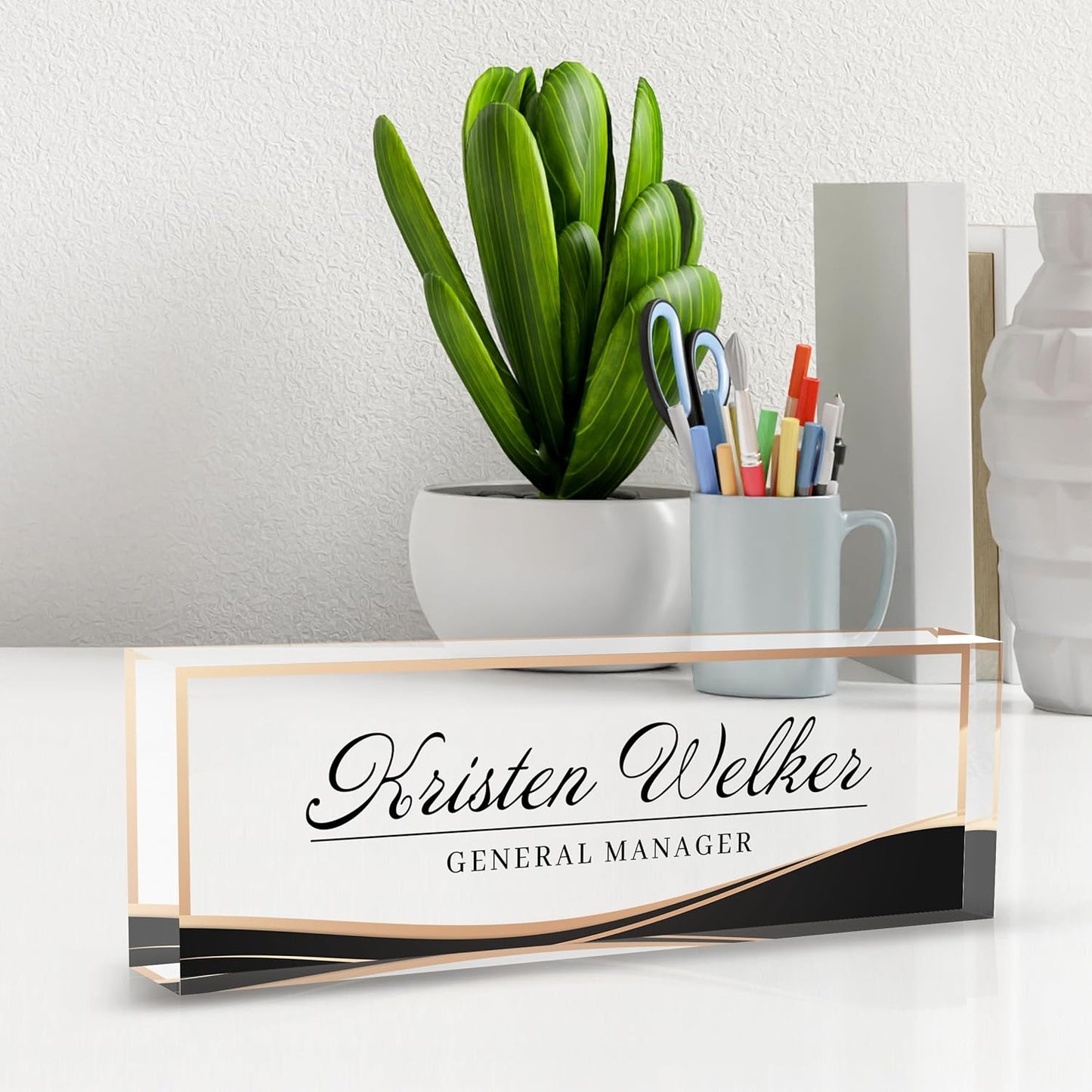 Name Plate for Desk, Desk Name Plate Personalized, Office Desk Decor for Women Men, Acrylic Desk Accessories Employee Appreciation Gifts Office Gifts for Boss, Manager, Teacher, Nurse