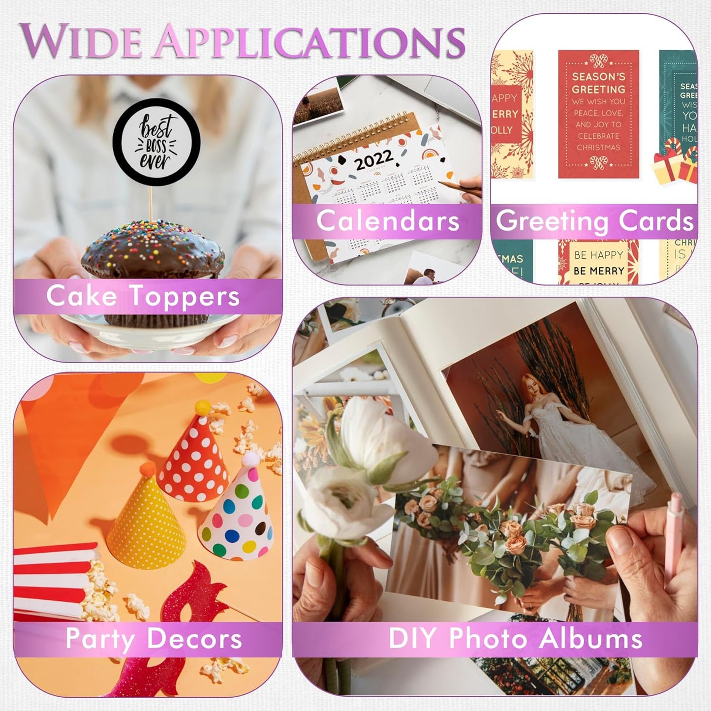 A-SUB Heavyweight Glossy Photo Paper 8.5 x 11 Inch 61lb 230GSM Thick Photo Printer Paper for DIY Cards Calendars for Inkjet Printers 100 Sheets