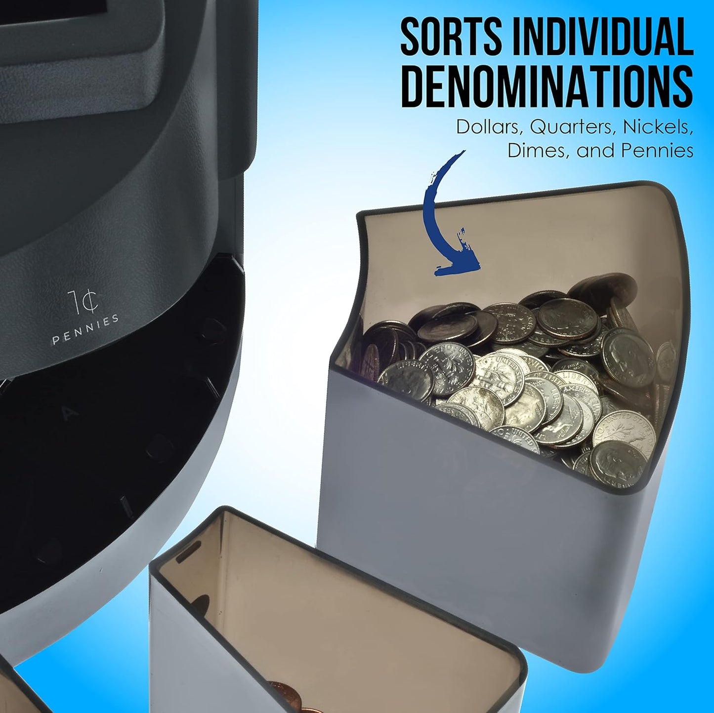Nadex S540 Pro | Coin Counter, Sorter, and Wrapper | Sorts up to 300 Coins Per Minute | Comes with 48 Preformed Wrappers (Gray)