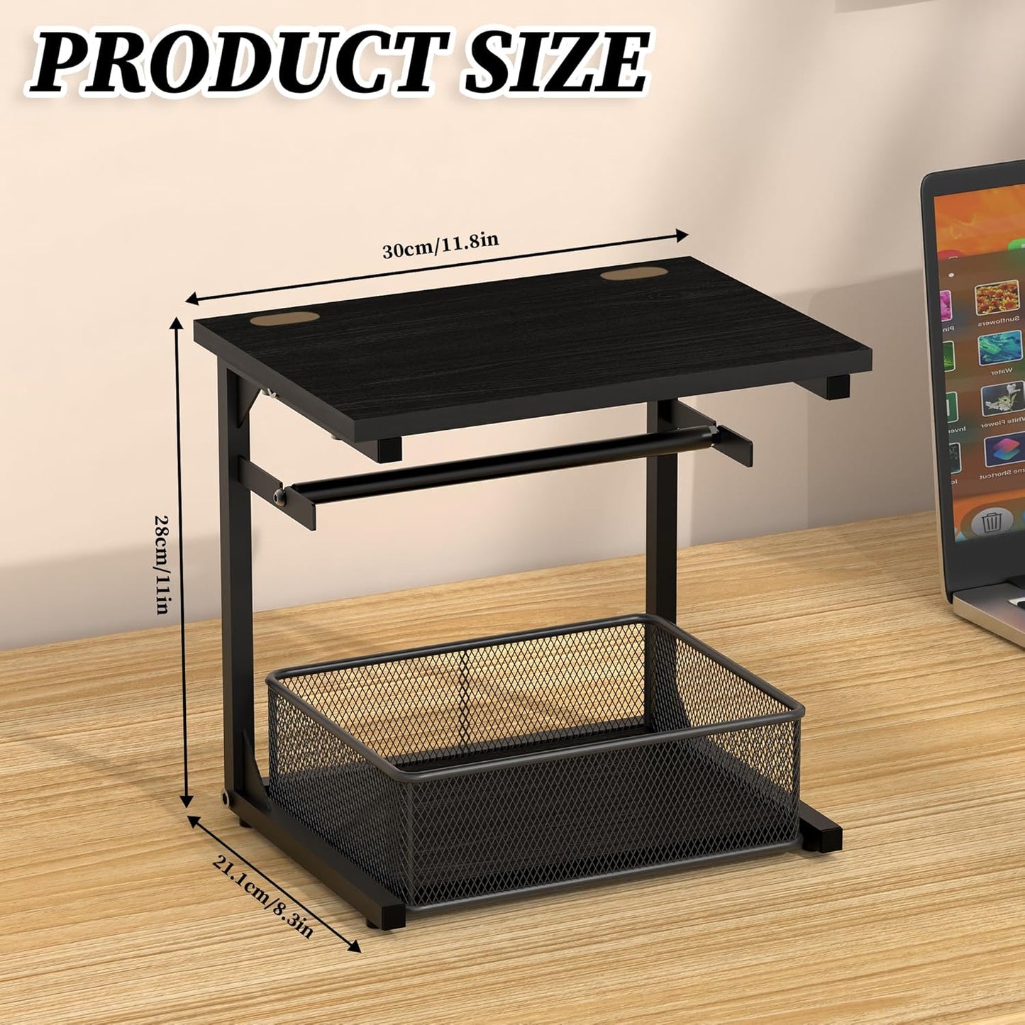 Label Holder for Rolls and Fan-Fold Labels, Shipping Thermal Label Holder with Drawer for Desktop Thermal Printer, Sticker Roll Holder, Label Printer Accessory Supplies for Home, Office Small Business