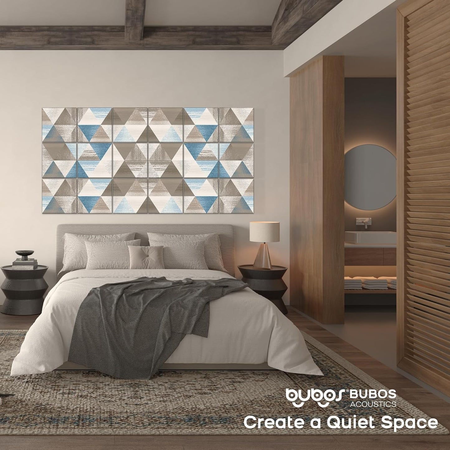 BUBOS 18 Pack Art Acoustic Panels Soundproof Wall Panel,11.8X11.8 Inches Sound Absorbing Panel,Self-adhesive Decorative Acoustical Wall Panels, Acoustic Treatment for Home Office(Infinite Loop)