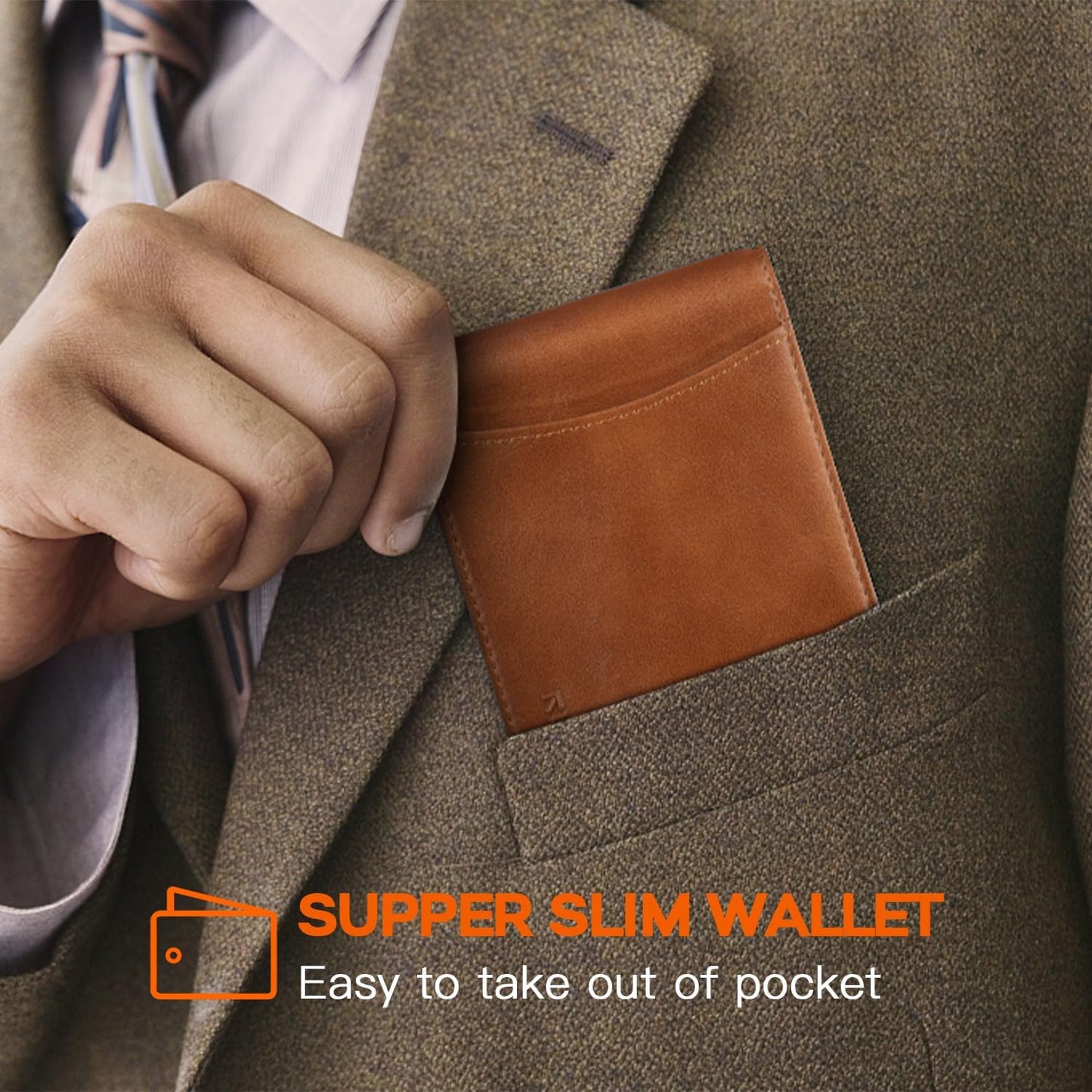 Slim Wallet for Men Genuine Leather RFID Blocking Bifold Minimalist Front Pocket Mens Wallet with Money Clip Thin Gift Box