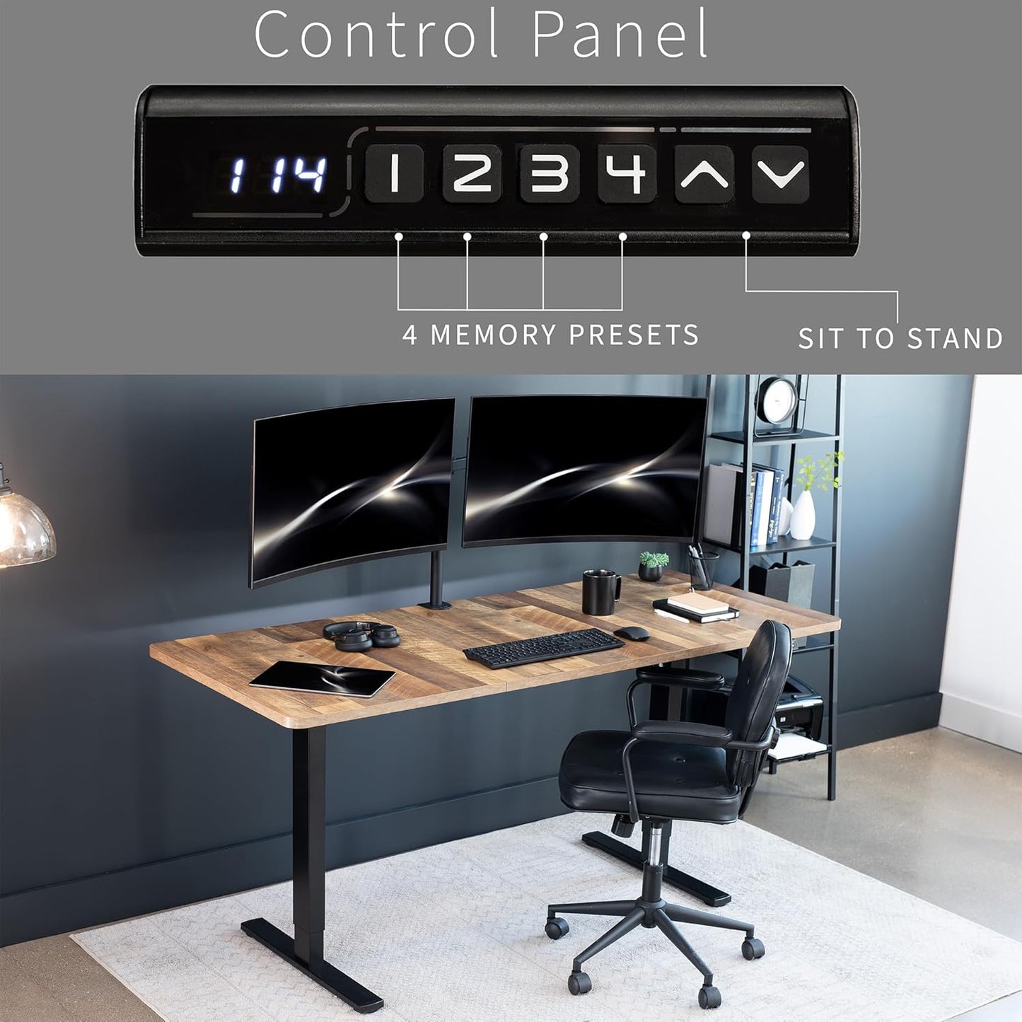 VIVO Electric 71 x 30 in Standing Desk, Memory Height Adjustment, 1B Series, Reclaimed Wood Top Black Frame, DESK-KIT-1B7P