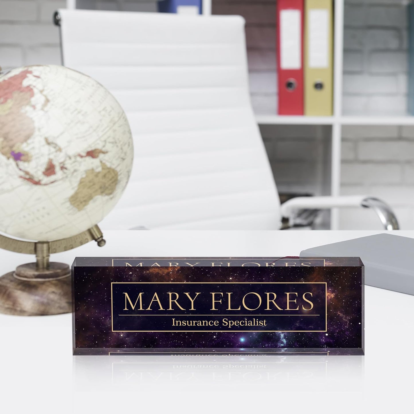 Acrylic Name Plate Personalized, Teacher Name Plates for Desks Classroom, Gifts for Teacher Boss Employee Appreciation Office Desk Decor (Galaxy 3)