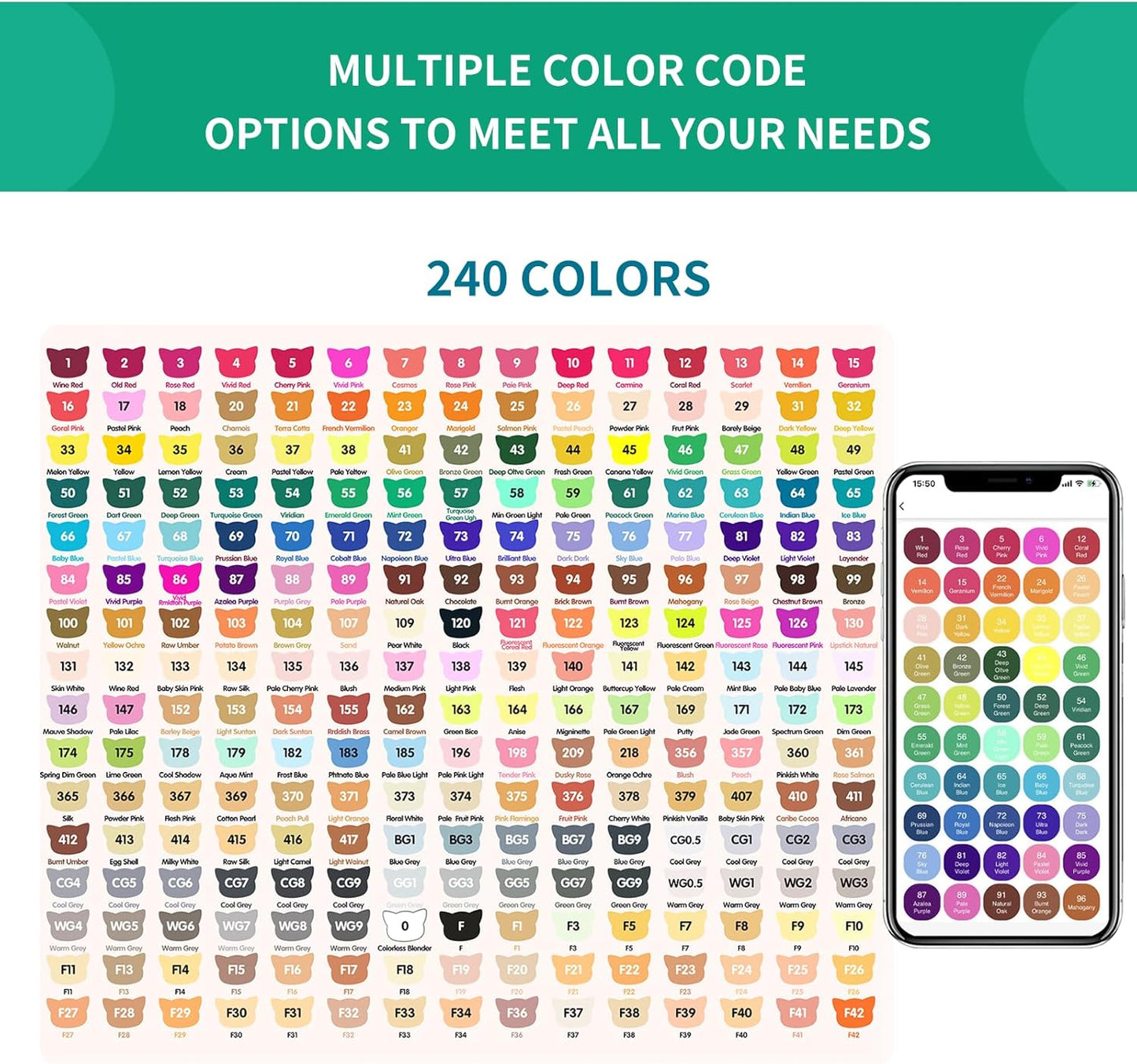 240 Colors Alcohol Markers with Free App, Dual Tip Art Marker with Kickstand Case for Artists Adults and Kids. Alcohol Based Markers for Coloring Painting Sketching and Drawing, Great Gift