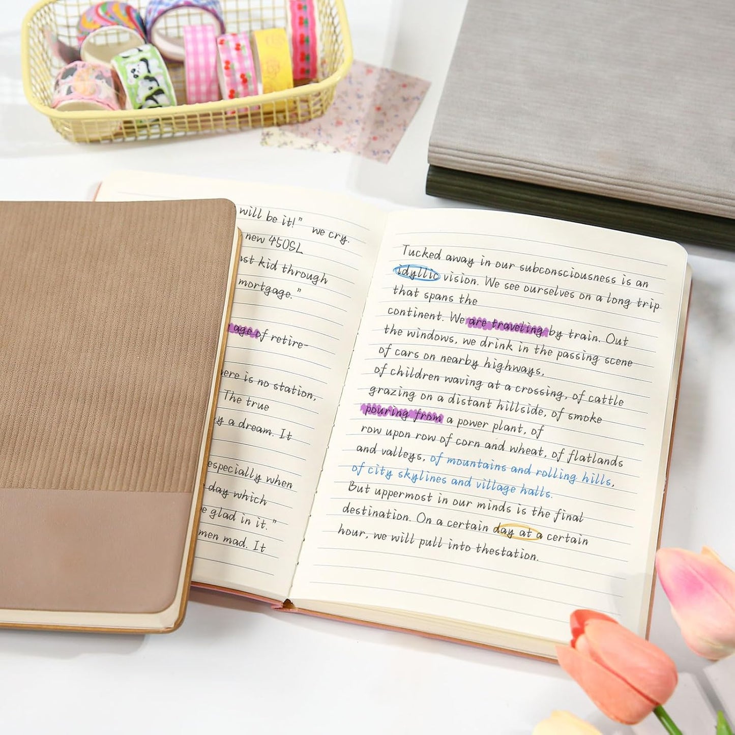 Lined Journal Notebook for Work College Ruled Note Book 5.79"x8.27" A5 PU Leather Daily Journaling 216 Pages for Women Men Writing Home School Supplies Business (A5 Lined 216pages, 05-Pink)