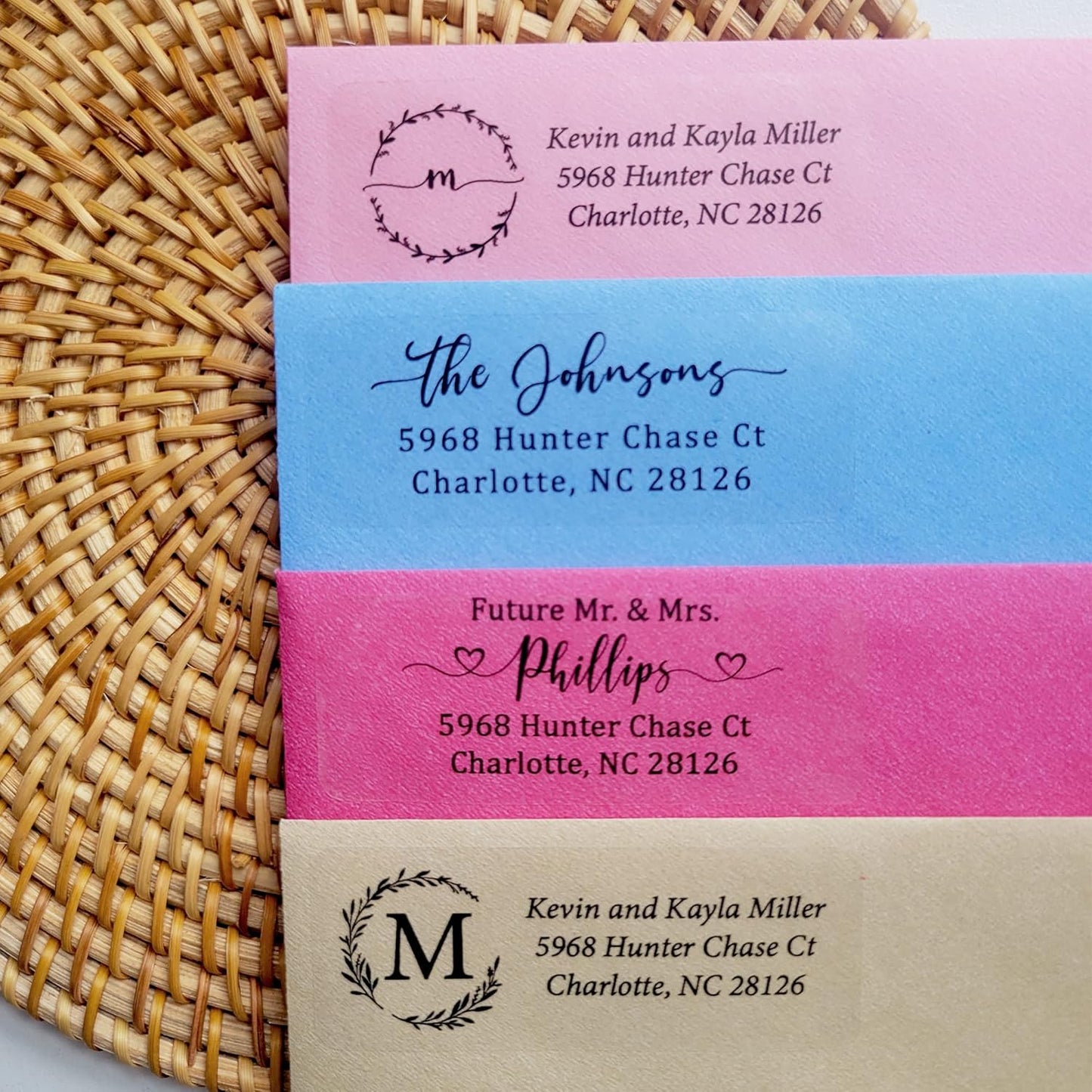 Personalized Return Address Labels Simple - Set of 240 Elegant Custom Mailing Labels for Envelopes, Self Adhesive Flat Sheet Rectangle Personalized Name Stickers (Clear)