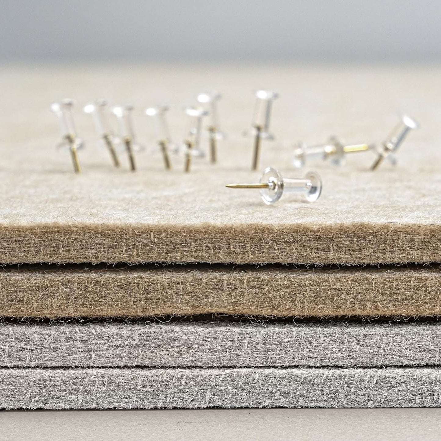 Large Bulletin Board - 48 x 36 Inches, Decorative Felt Pin Board for Wall - 4' x 3' Foldable Photo Display Board with Self-Adhesive Tape, Includes 20 Push Pins - Light Gray