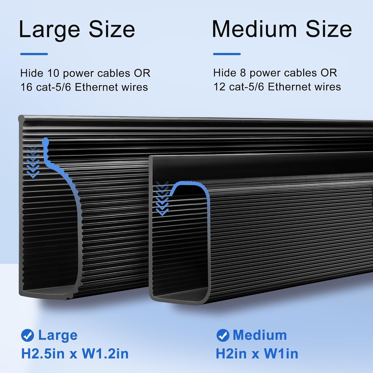 ZhiYo Cable Management Under Desk J Channel (4x15.7in), 63in Cable Raceway, Self-Adhesive Cord Hider Cord Organizer for Desk, Wire Management Kit for Home Office - Black