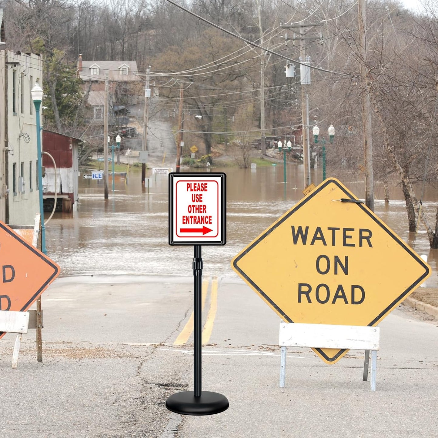 Pedestal Sign Holder 8.5"x 11" Adjustable Standing Sign Holders Black Floor Standing Sign Holder Vertical and Horizontal View Sign Display for Posters, Menu, Ads (6 Packs)