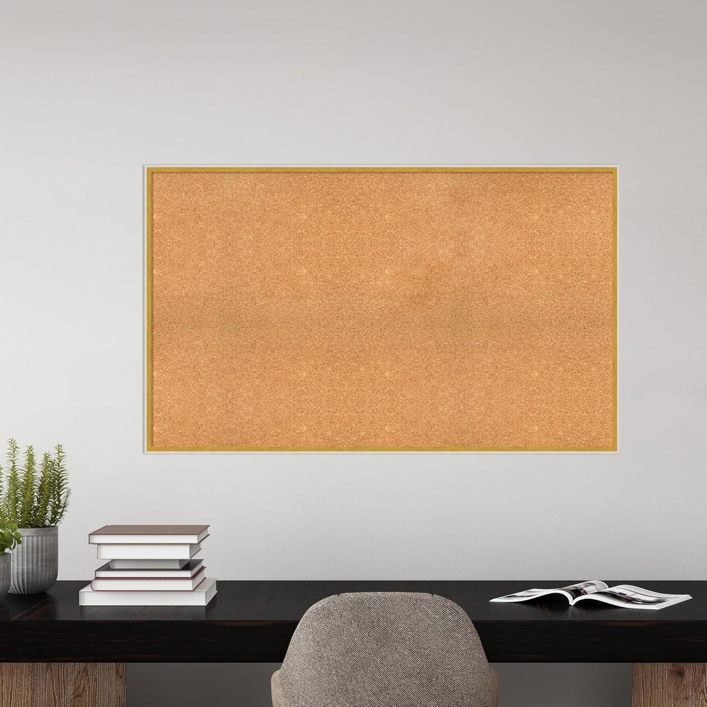 Amanti Art Natural Cork Board for Wall, 31x51 Vision Board with White Frame, Oversize Corkboard Office Decor for Home Organization, Modern Corkboard Pinboard to Display Items for Home Organization in