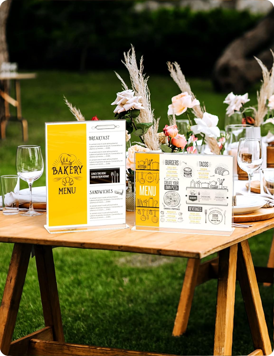 NIUBEE 3 Pack Acrylic Sign Holder 8.5 x 11 - T Shape Double Sided Table Top Display Stand, Portrait Upright Photo Picture Frame Wedding Menu Ad Holder