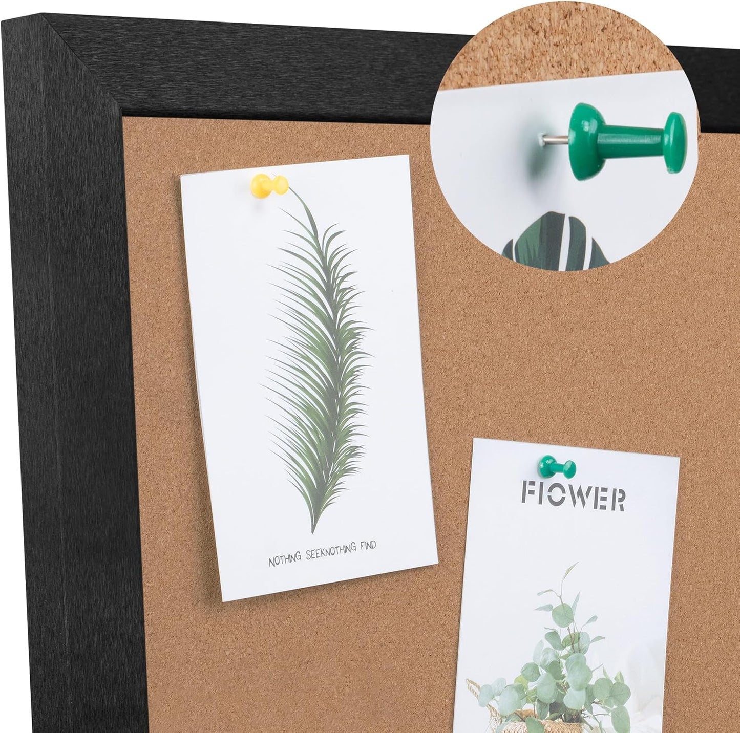 Board2by Extra Large Cork Bulletin Board 48" X 48", Foldable Notice Pin Board for Wall, Black Wood Framed 4'x4' Corkboard, Wall Mounted Noticeboard with 32 Push Pins for School, Home & Office