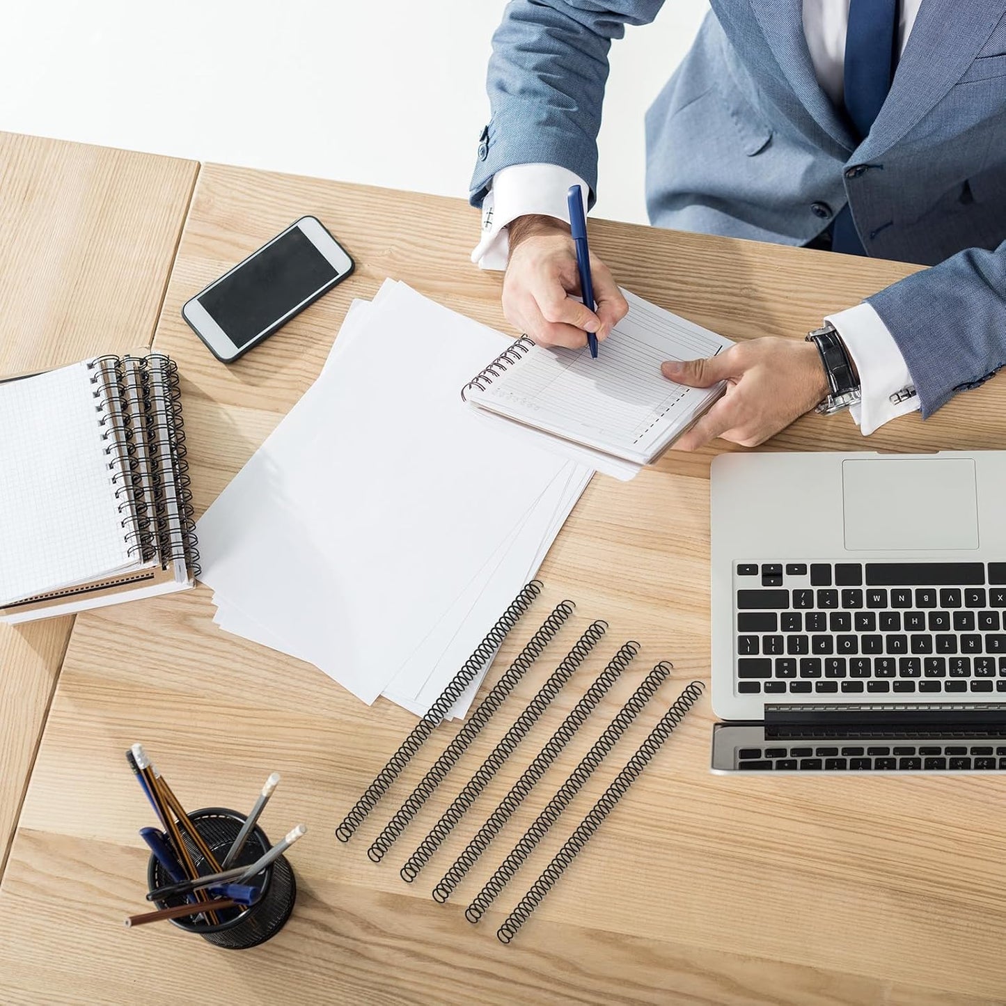 Leinuosen 120 Pack Plastic Spiral Binding Coils Kit Spirals Multi Size Coils for Binding Binder Combs Spines(3/8 Inch,Black)