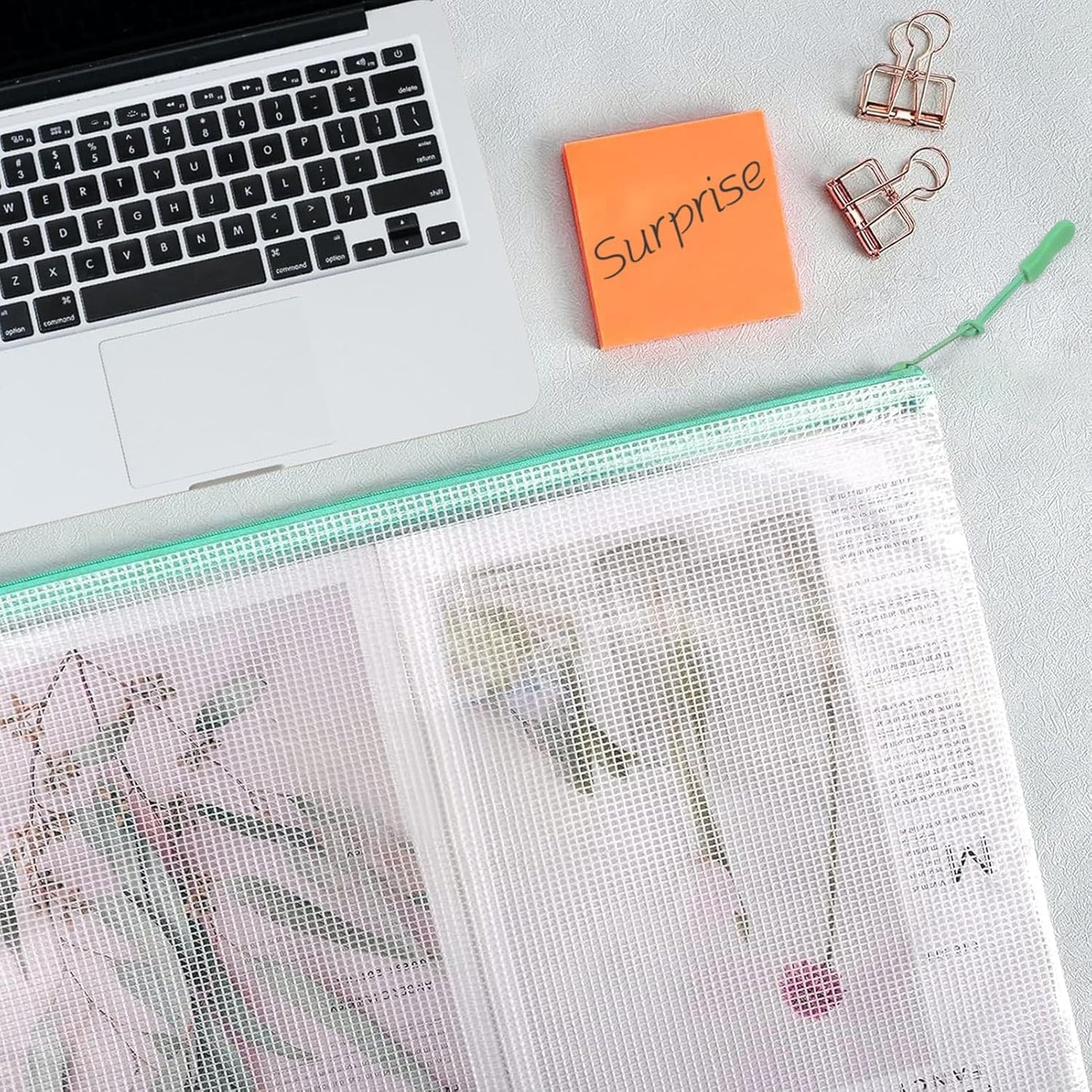 24pcs Mesh Zipper Pouch, Puzzle Storage Bags, A3 17x12 Inches Large Reusable Zipper Pouches for for Classroom Office Supplies Organizing, Extra Large Zipper Bags, Board Game Storage(8 Color)