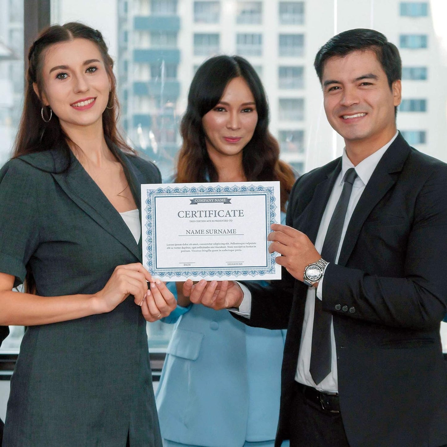 Intricate Blue on Blue Parchment Certificate Papers - Pack of 100, Laser & Inkjet Printer Compatible, for Office, Business Awards, Graduation, School Diplomas, 8-1/2" x 11" on 60 lb. Text Stock