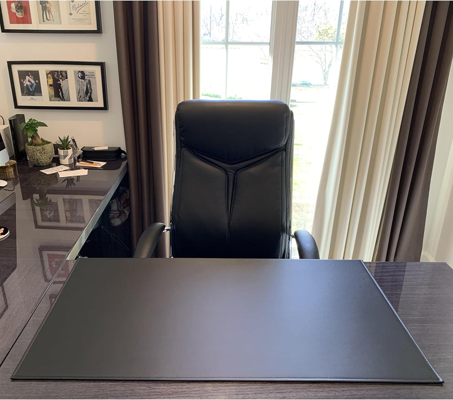 AKOZLIN Non-Slip 35.4"x 15.8" Soft PU Leather Surface Office Desk Mouse Mat Pad with Full Grip Fixation Lip Table Blotter Edge-Locked Protector