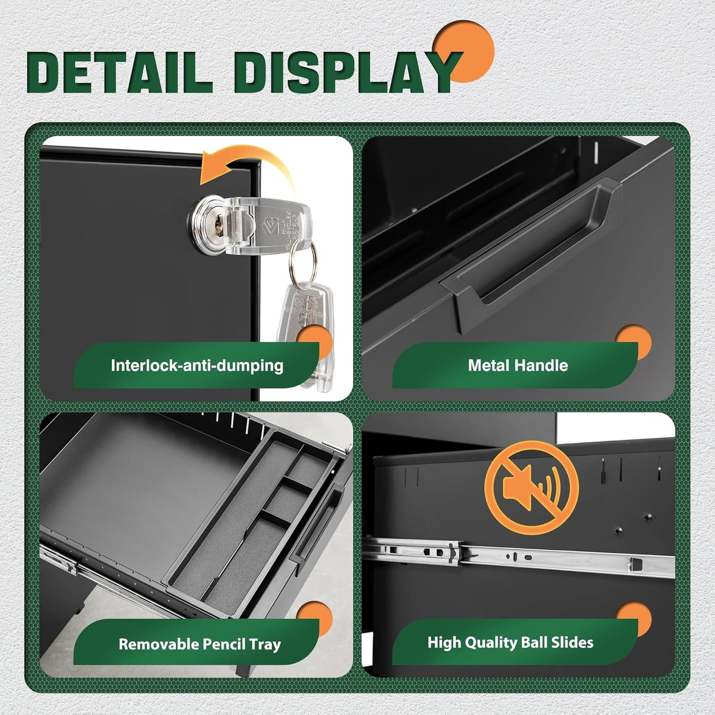 Letaya 3 Drawer Mobile File Cabinet with Lock,Under Desk Metal Small Filing Cabinets for Home Office Organizer Letters/Legal/A4(Fully Assembled Except Wheels-Black)