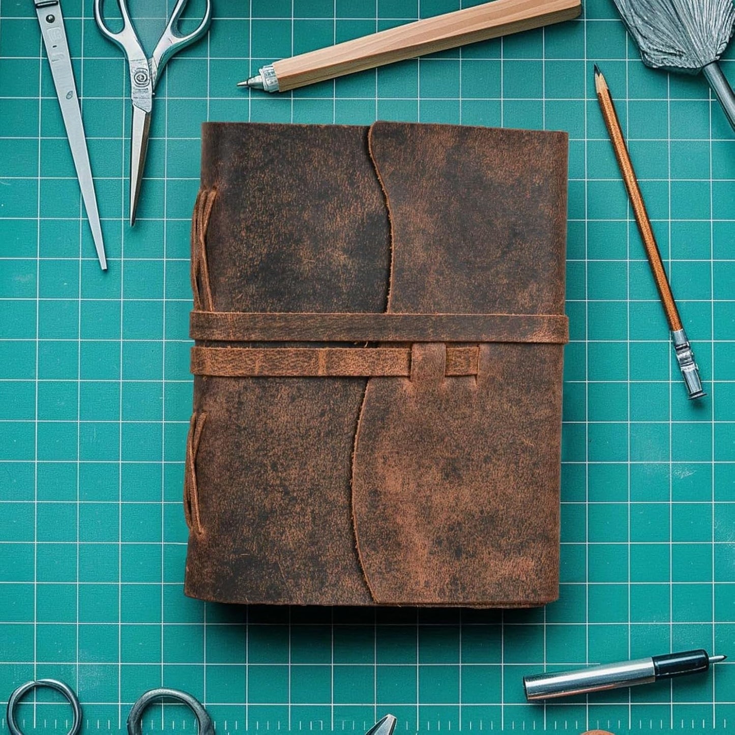 LEATHER VILLAGE Vintage Leather Journal 6"x4" - Brown | 240 Lined Pages | Rustic Notebook for Travel, Office & Personal Use | Handmade College Ruled Diary for Men & Women