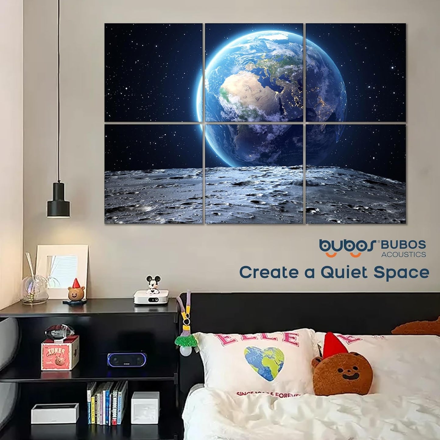 BUBOS 6 Pack Art Acoustic Panels Soundproof Wall Panel,70.8X47.2 Inches Large Sound Absorbing Panel,Self-adhesive Decorative Acoustical Wall Panels, Acoustic Treatment for Home Office(Earth)