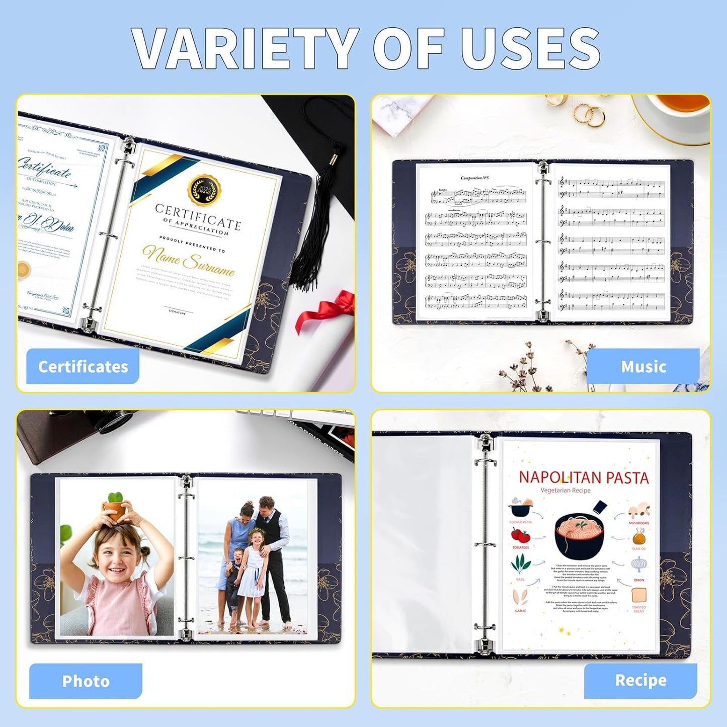 SUNEE Sheet Protectors 600 Packs for 3 Ring Binder, PVC-Free Clear Page Protectors 8.5x11 Inches Plastic Sleeves for Paper, Documents, Photos, Top Loading Binder Sleeves Letter Size