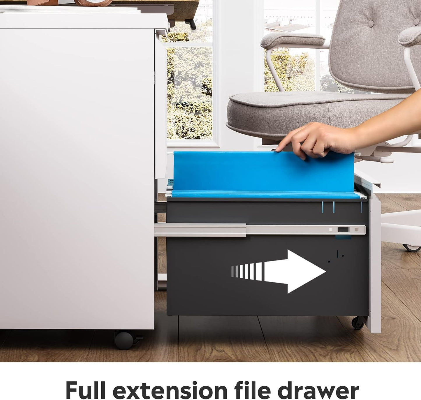 DEVAISE 2 Drawer Mobile File Cabinet with Lock, Commercial Vertical Filing Cabinet for Home Office, White