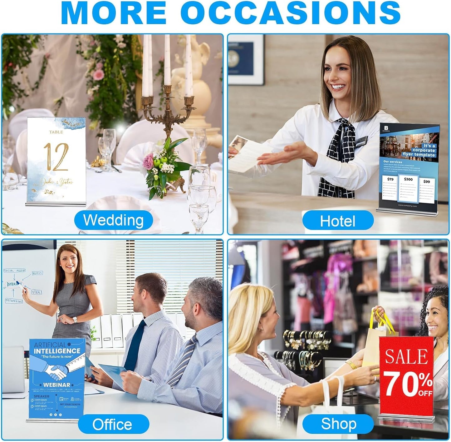 EHWINE Acrylic Sign Holder 8.5 x 11, 18 Pack Double-Sided Stand up Table Top Sign Holders, Clear Acrylic Picture Frame Menu Flyer Paper Holder Display Stand for Office Business Store Wedding Party