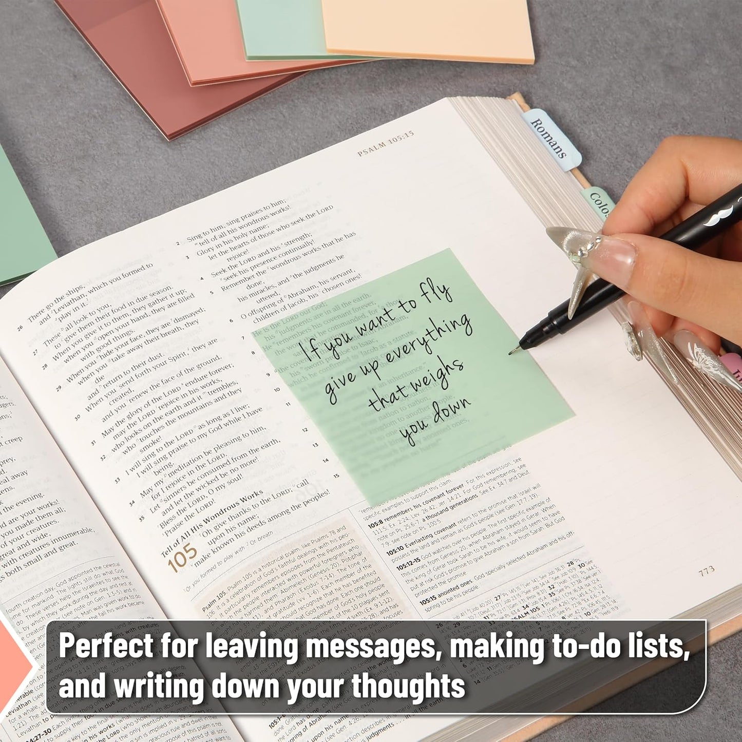 Mr. Pen Boho Colors Sticky Notes - Set of 12 Pads (3"x3"), 600 Sheets - See Through, Clear