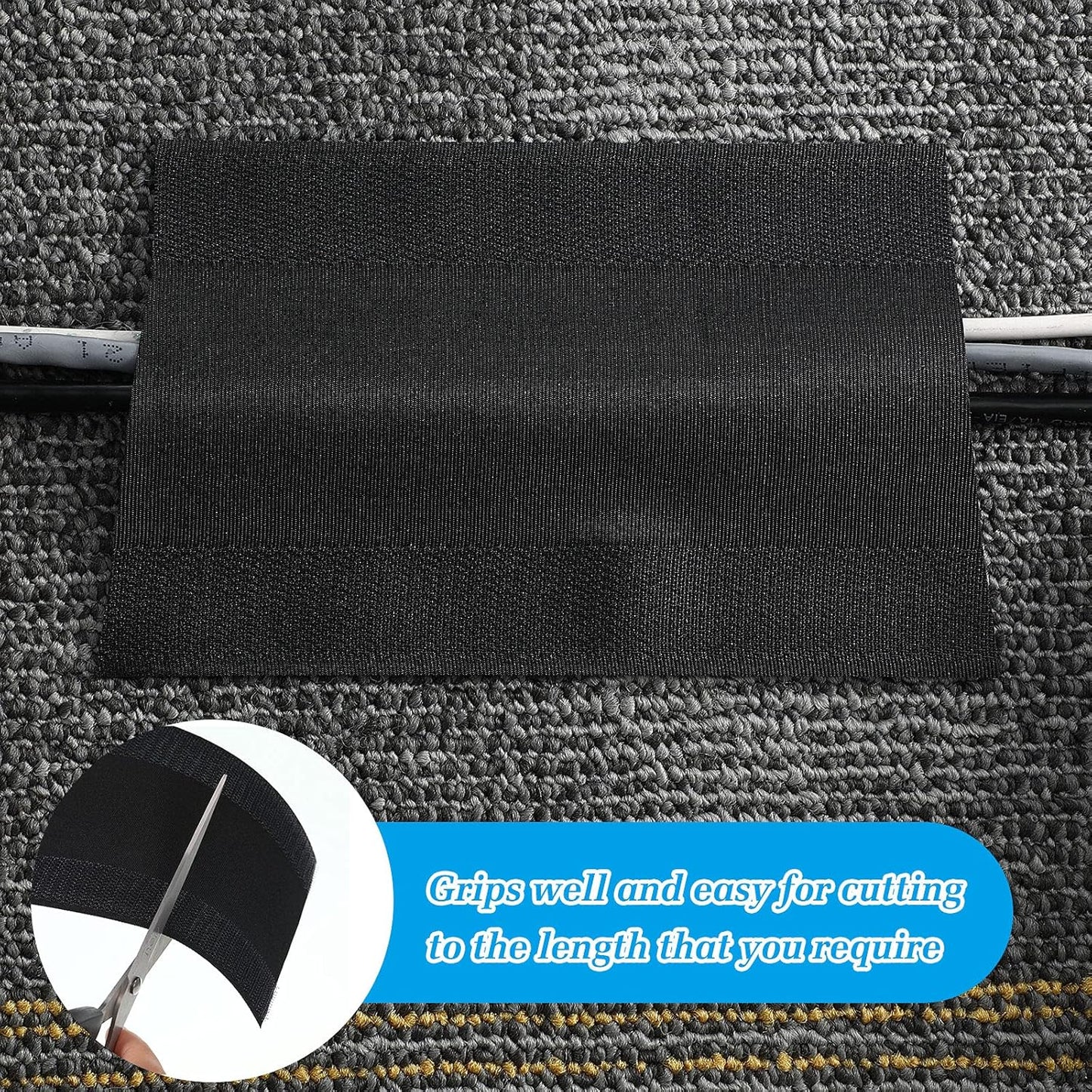WILLBOND Carpet Cord Cover Cable Grip Floor Cover Cable Protector Management Only for Commercial Office Carpet(Black,29.53 ft)