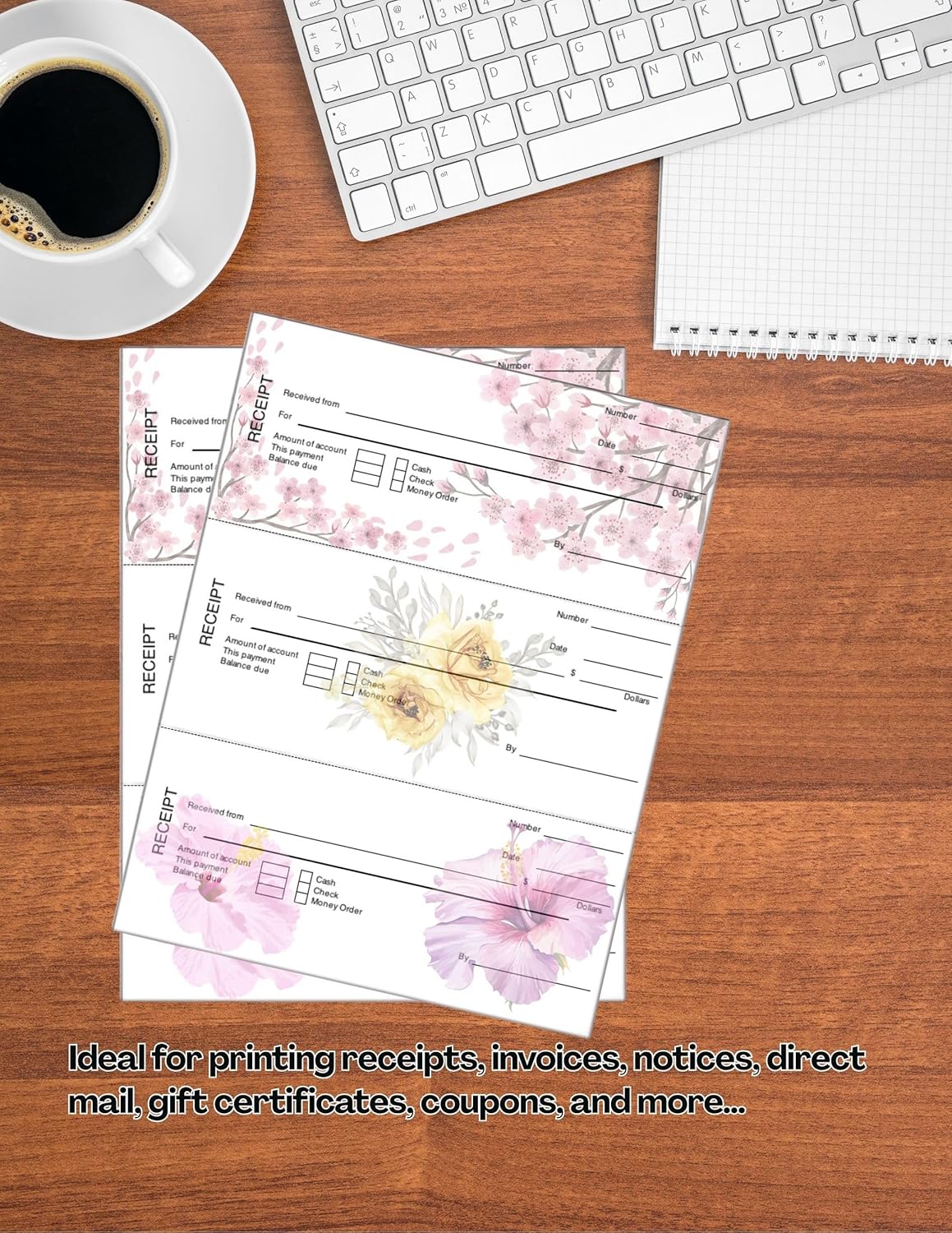 Limited Papers (TM) 8.5x11 Perforated Paper, 20/50 Pound, 75 GSM, Variety of Perforation Sizes and Colors, for Forms, Tickets, Postcards. (Ivory, 3 up - horizontal 3 2/3" and 7 1/3" from bottom)