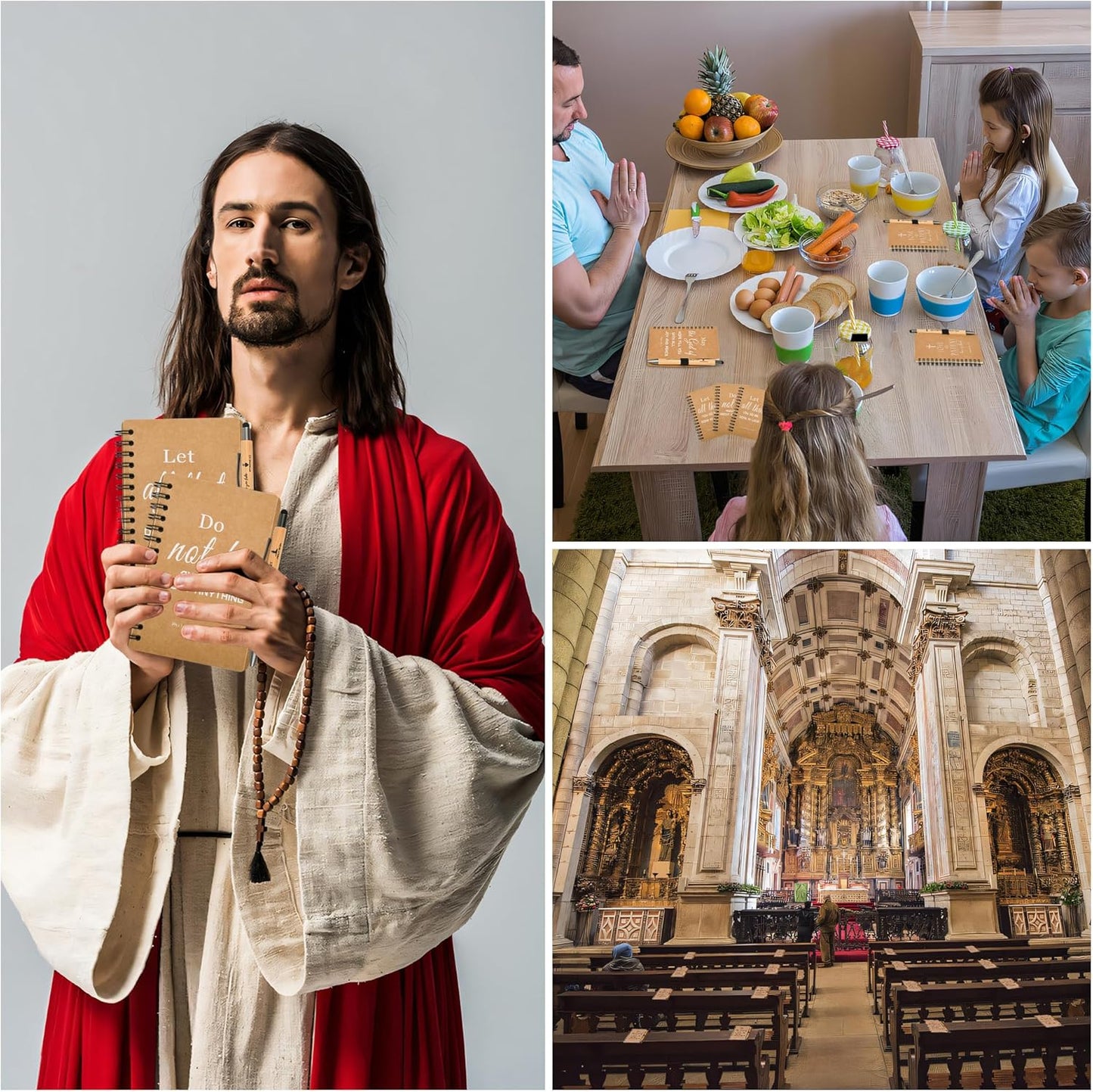 Christian Prayer Journal Spiral Notebooks Bulk with Pens - Small Notepads (4.13”x5.43”) - inspirational Gifts for Women men,Church Members & Bible Study Groups (60 sets Brown)