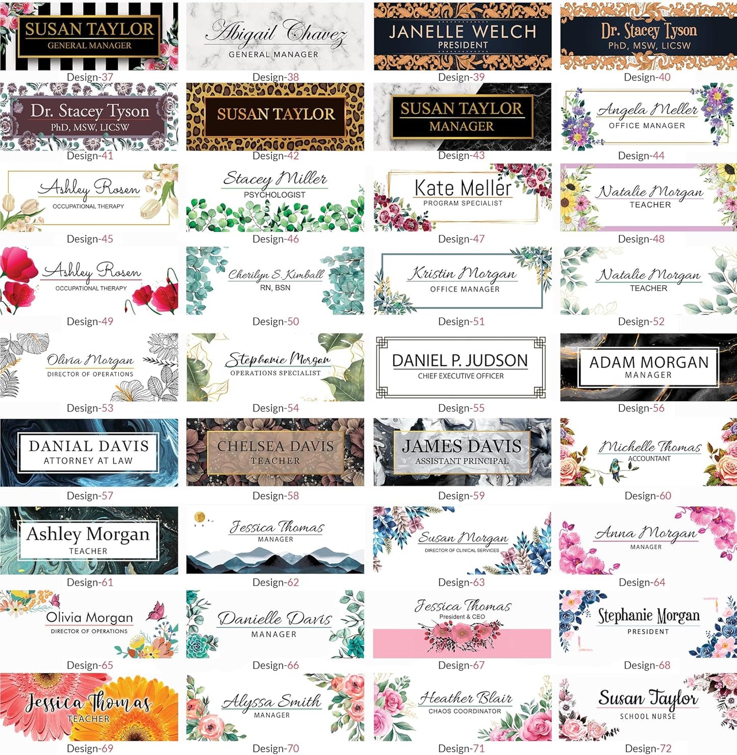 ARTBLOX | Personalized Name Plate for Desk, Custom Name Plate, Office Sign, Acrylic Desk Decor, Floral Name sign, Realtor Gift