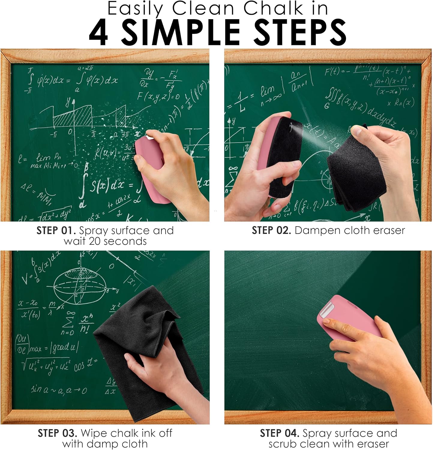 Loddie Doddie 2-in-1 Magnetic Pink Dry Erase Board Eraser - Blush Ergonomic TPE - Magnetic Holder for Whiteboard & Chalkboard - Non-Toxic Cleaner Spray & Bonus Microfiber Cloth - Teacher Supplies