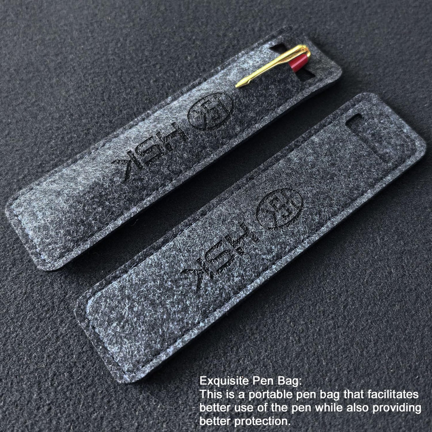 HSK Ballpoint Pens Executive Fountain Pen with Gold Trim, Gift Box Set, Available in Black, Red, Navy Blue,Black Refill Line width 0.5mm (Red)