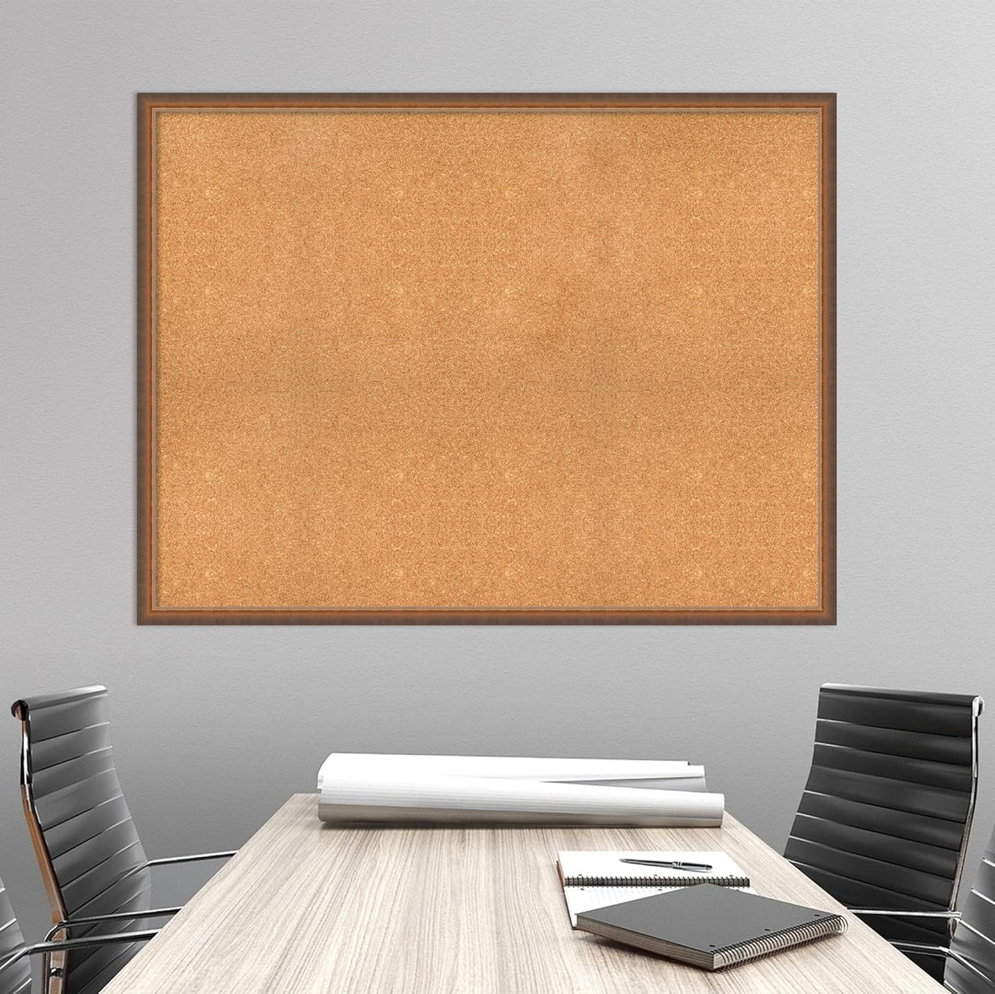 Amanti Art Natural Cork Board for Wall, 38x50 Vision Board with Bronze Frame, Oversize Corkboard Office Decor for Home Organization, Modern Corkboard Pinboard to Display Items for Home Organization